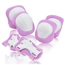 COOLGO Inline Skates Protective Gear Set, 3 in 1 Children's Protectors Set, Knee Pads, Elbow Pads, Wrist Guards for Skateboard and Inline Skates, Protective Equipment, Size S, Ideal for Children 15 - 40 kg, purple