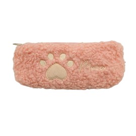 APOSITV Paw Print Pen Case, Fluffy and Soft Plush Pencil Case, Plush Toy Pouch, Cosmetic Pouch, Pink, No