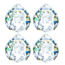 HDCRYSTALGIFTS 4 Pieces 40mm Clear Crystal Prism Balls Suncatcher Rainbow Pendant Manufacturer, Hanging Crystals Chandelier Prisms for Window Home Decoration