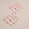 Flower Press on Nails Short Square Fake Nails Pink Gradient