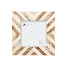 Handicrafts Home Modern Chevron Pattern Picture Frames Trendy Wooden Photo Frame for Table Top and Wall, 4x4 Brown