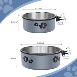 2 Pack Kennel Water Bowl, Stainless Steel Dog Crate Water Bowl No Spill, Hanging Dog Bowls for Kennel Cage Crate, Metal Pet Food Water Bowl Feeder for Medium Large Dogs