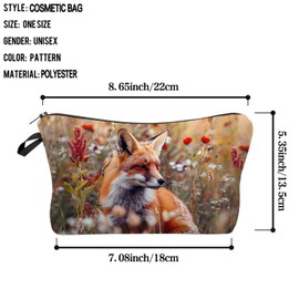 Livel lhood Floral Fox Makeup Bag Cute Small Organizer Zipper Pouch Floral Fox Cosmetic Bag Birthday Present for Women Friends -2