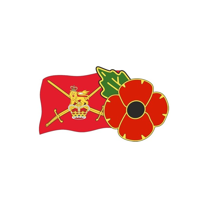 Poppy Day Car Window Sticker with Poppy and British Army