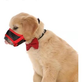 Dog Muzzle Prevent for Biting Barking and Chewing,with Breathable Nylon Soft Mesh Adjustable Loop for Small Medium Large Dogs Training Mouth Cover (Red, XS)