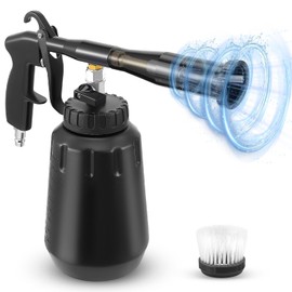Compressed Air Cleaning Gun, with Tornado Effect, 360° Metal Tube and 1 L Container, 6.5-11 Bar, Car Interior Cleaning Set with Removable Metal Nozzle, Ideal for Car, Truck Cleaning Gun