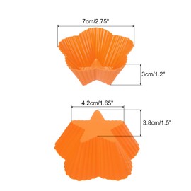 uxcell 18pcs Silicone Cupcake Liners, 2.75 Inch Reusable Baking Cups Nonstick Muffins Mold for Birthday Wedding Party, Orange Star
