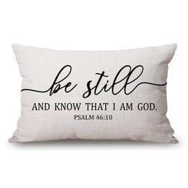 Be Still and Know That I Am God - Psalm 46:10 - Bible Verse Lumbar Throw Pillow Cover 12x20 Inch Decorative Bedroom Living Room Rectanglar Cushion Case for Bed Sofa Couch