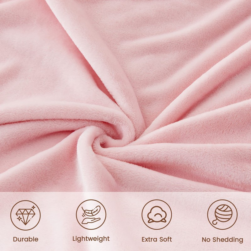 LINENOVA Fleece Throw Blanket for Couch, Sofa, Bed, Soft Lightweight