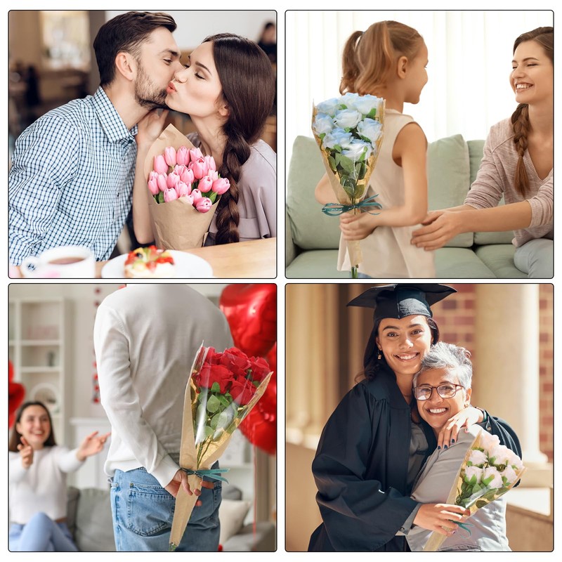 PATIKIL Flower Wrapping Bag, Kraft Paper 50 Pack, Floral Bouquet