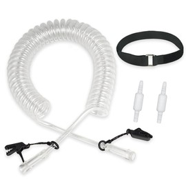 Retractable Oxygen Tubing Reels, Non-Kink and Non-Twist Oxygen Hose Reel Retractable, Includes 2×360° Swivel Connector, 2×Clip and 1×Fixing Strap (12ft)
