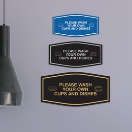 Fancy Please Wash Your Own Cups and Dishes Sign (Black / Silver) - Large