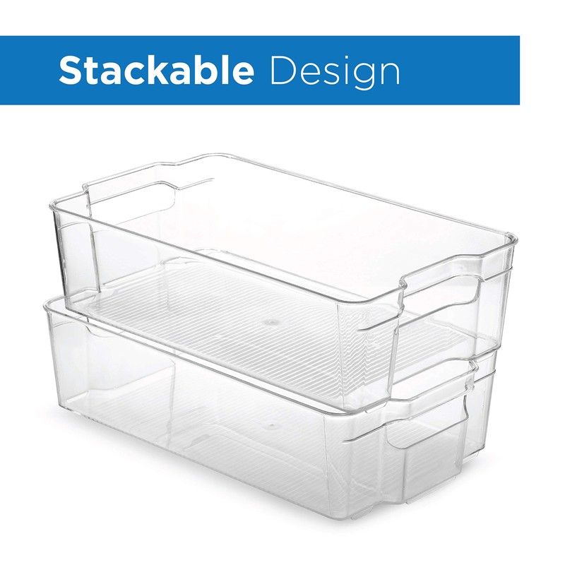 Set Of 8 Refrigerator Pantry Organizer Bins - Clear Food