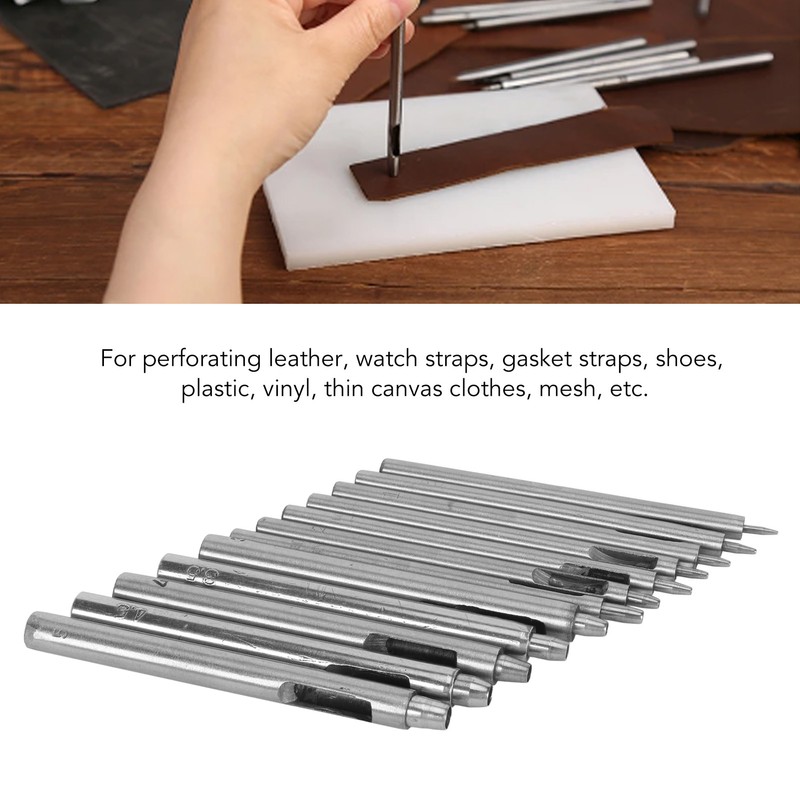 12pcs Leather Hole Punch Cutter 0.5‑5mm Hollow Punch Set for