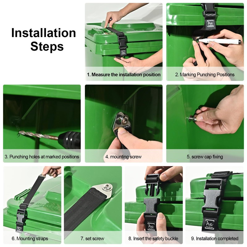 HX AURIZE Bear Proof Trash Can Lid Lock Black 2