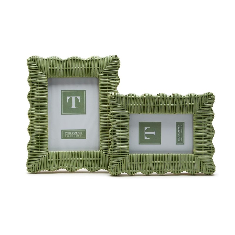 Generic Two's Company Green Wicker Weave Set of 2 Photo