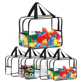 Pack of 4 PVC Storage Bags for Toys, Large Capacity Toilet Bags with Zip, Toy Bag for On the Go Can Be Stored Toy Bath Toy Puzzle Building Blocks