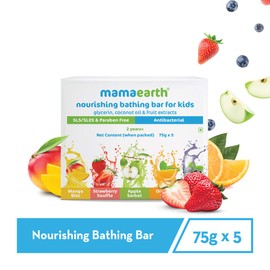 Mamaearth Fruit Infused Nourishing Bathing Bar for Kids | Gently Cleanses & Hydrates Sensitive Baby Skin | with Apple, Orange, Blueberry, Strawberry & Mango | 2.64 Oz (75g x 5)
