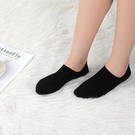 GUUNIEE No Show Socks Womens 6 Pairs Black and White Invisible Liner Non Slip Low Cut Socks Thin Short Ladies