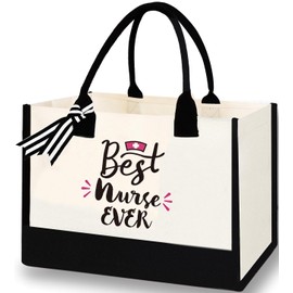 Nurse Bag Nurse Graduation Gifts For Nurses - Best Nurse Ever Canvas Tote Bag - Birthday Christmas Nurse's Day Present for School Nurse