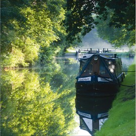 Woodmansterne Birthday/Blank Greeting Card - National Trust Blank Card for Men/Women with Canal Boat on River Wey, Surrey Design - General Card Suitable for Any Occasion