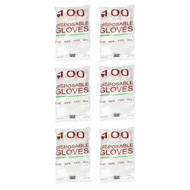 Black Duck Brand Set of 600 White Disposable Gloves - In Sealed Packs of 100 - One Size Fits All - Measures 11inx10in 28cmx26cm - Great for Painting, Food Prep, Gardening and More!