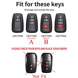 ontto Alloy Car Key fob Cover Fit for Toyota Camry RAV4 Highlander Corolla Avalon C-HR Prius GT86 2/3/4 Buttons Smart Leather Key case Shell Key Holder Keyring Keychain Accessories Black-Brown