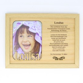 LOUISA Picture Frame with Name and Name Meaning. Portrait. Photo Photo Frame Standing and Hanging. Gift for Any Occasion