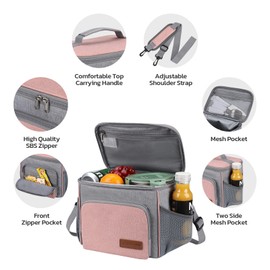 Maelstrom Lunch Box for Men,Insulated Lunch Bag Women/Men,Leakproof Lunch Cooler Bag,Lunch Tote Bag,8L,Pink
