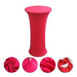 Shiningirl 2 Pack of Round Spandex Stretch Cocktail Elastic Fitted Tablecloth 24x43 Inch Round Highboy Table Covers for Wedding Bar Pub Pool Banquet Party Anniversary
