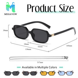 MEGAVOW Vintage Rectangular Sunglasses Women Men Retro Trendy Sunglasses 70s 80s 90s Classic Small Square Glasses UV400 Protection, Braun Hawksbill Frame/Blue Lens, Unit size
