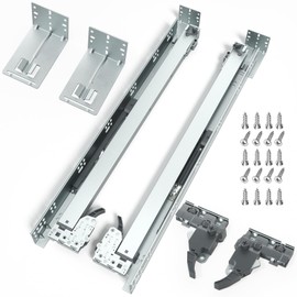 18 Inch Soft Close Undermount Drawer Slides 1 Pair,5D Adjustable Full Extension Face Frame Cabinet Sildes, 100LB Load Capacity Rail Runners with Detachable Bottom Rear Mount Brackets