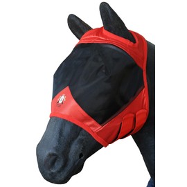 T TEKE Fine Mesh Horse Fly Mask w/No Ears, UV Blocking 3D Eye Visor with Extra Fleece Cushioned Forehead, Protection from Insect Pests
