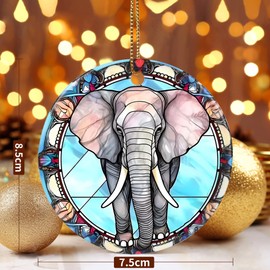 Jocidea Elephant Ornament, 2.8" Ceramic Christmas Ornaments, Elephant Christmas Tree Decorations, Christmas Keepsake Ornaments, Holiday Decor Gifts, Elephant Lover Gifts, Holiday Present Ideas