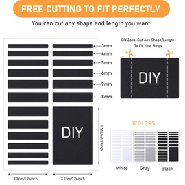 114 Pieces/ 6 Sheets Invisible Ring Size Adjuster Loose Ring Sizer Jewelry Ring Guard Ring Smaller Spacer Loose Ring Tightener Ring Fixed Piece for Preventing Ring from Loosening and Slipping Off