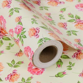 Aimyoo Ivory Floral Wrapping Paper Jumbo Roll 17 in x 60 ft, Vintage Peony Flower Gift Wrap for Wedding Bridal Shower Women Birthday