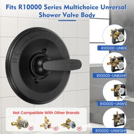 Lanmun Matte Black Shower Handle T13020-BL Replacement for DT 13/14 Series Single-Function Shower Valve Trim Kit, Fit R10000 Series Shower Valve, Black Shower Handle Set(Cartridge and Valve Not Included)