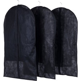 Astro 605-15 Clothing Cover, Black, Short Size, Set of 3, Double-Sided Non-woven Fabric, Clothes Cover, Suit Cover, Zipper Closure, Bottom Closure