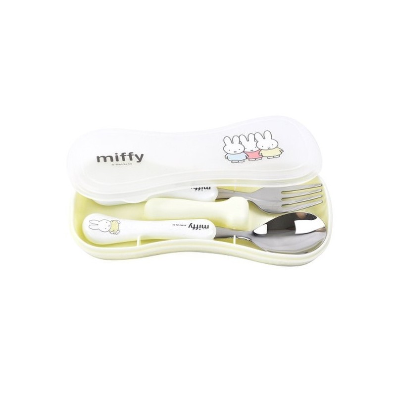 (KitchenU) Miffy Character Spoon and Fork Case Set for Toddlers