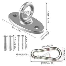 Hängematten-Aufhängeset, für Innen- und Außenbereich, Wandbefestigungs-Set, Wandanker, Hängematte, Edelstahl, Aufhängung, Deckenhaken für Schaukelstuhl mit Schrauben, Bolzen, Karabiner