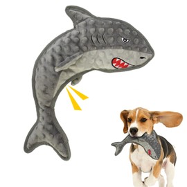 VWPTCHI Squeaky Durable Chew Shark Crinkle Paper Dog Toy agreesive Toys No Cotton Filling Interactive Hours of Fun Keep pups Busy no Stuffed - Hours of Fun Grey Shark