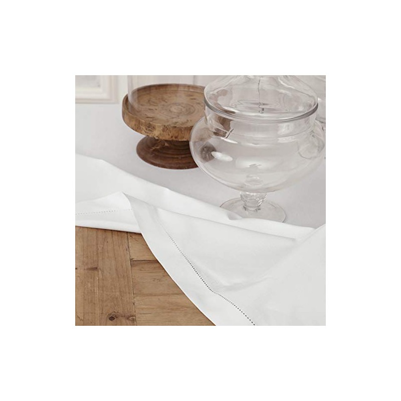 Solino Home White Tablecloth 126" L x 58" W Inch