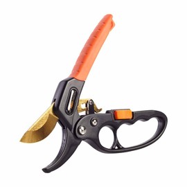 Profi-Partner Ratschenschere für Gartenarbeit, Professionelle Gartenschere mit Ratschenfunktion, Scharfe Baumschere für bis zu 2 cm starke Äste, Inkl. Gürteltasche