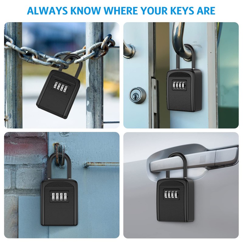 AMIR Key Lock Box, [2 Pack] Wall Mounted Key Safe