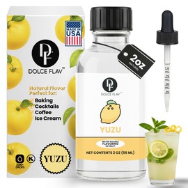 Dolce Flav Natural Yuzu Flavoring – Bright, Citrusy Japanese Lemon-Grapefruit Taste | 2 oz Extract for Baking, Beverages & Desserts | Graduated Dropper Included | Water-Soluble & Kosher | Made in USA