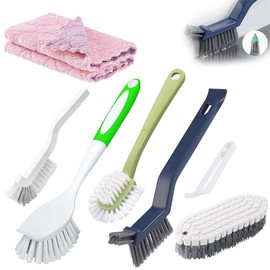 TERRYYO Juego de Cepillos de Limpieza de Cocina, Juego de Cepillos para Fregar para Cocina y Baño, Uso Doméstico con Varios Cepillos para Limpiar Platos, Azulejos, Esquinas y Pisos (7 Piezas)