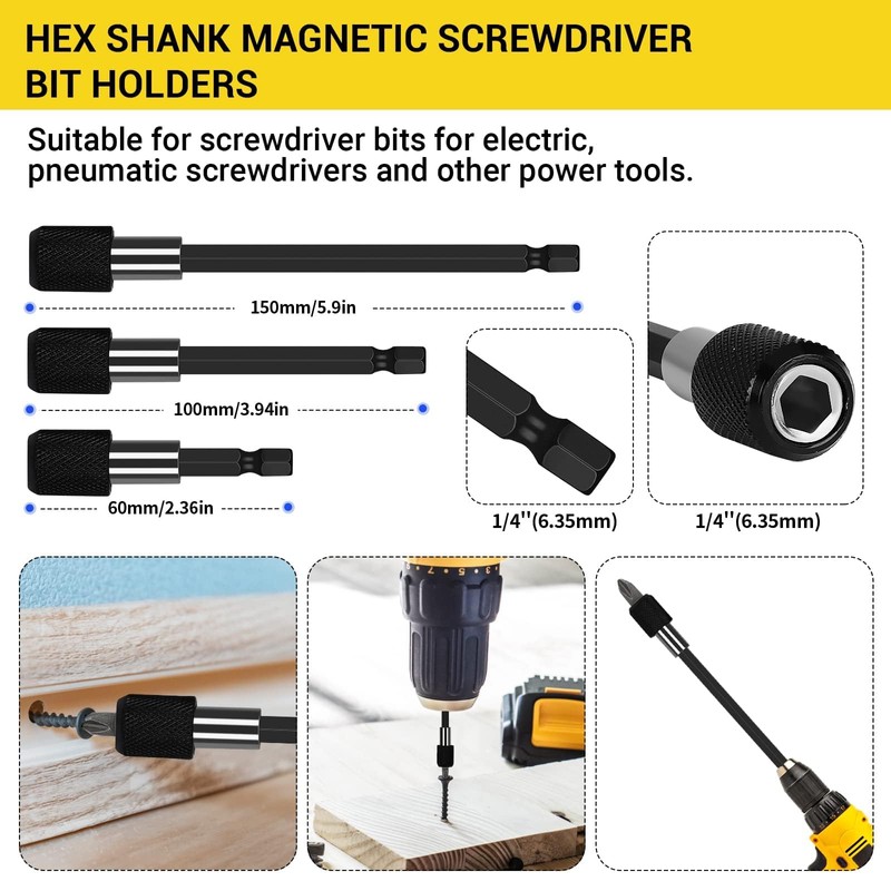 Flexible Drill Bit Extension Set, Including Right Angle Drill Attachmen,