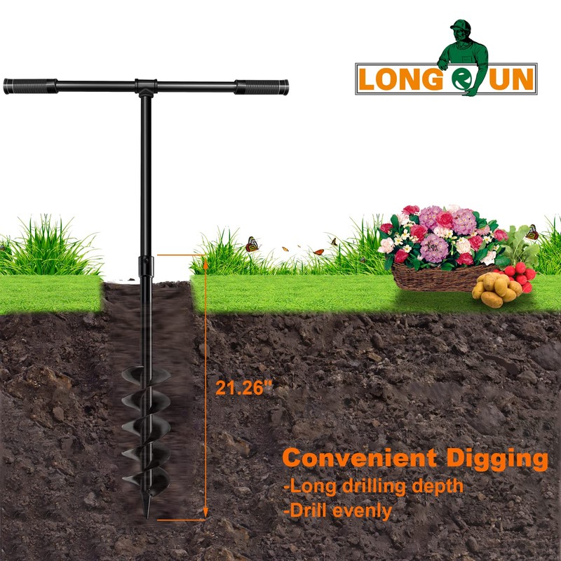 LONGRUN Hand Drill Auger Post Hole Digger, Manual Garden Hole