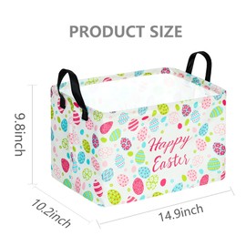 VAIVUSTO VAIVUSTO Easter Storage Basket for Kids Easter Bunny Storage Bin Collapsible Nursery Hamper Waterproof Toy Box Book Shelf Basket Easter Bunny Eggs Decor Easter Gifts