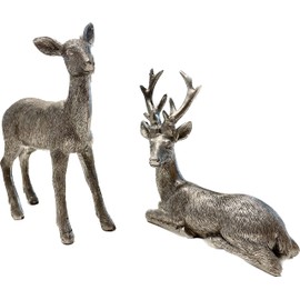 khevga Christmas Decoration Table Stag Decoration Christmas Silver Set of 2